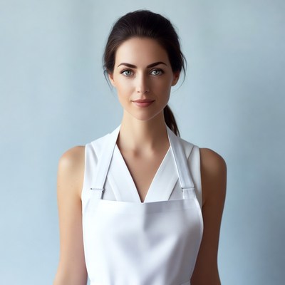 Woman wearing white apron