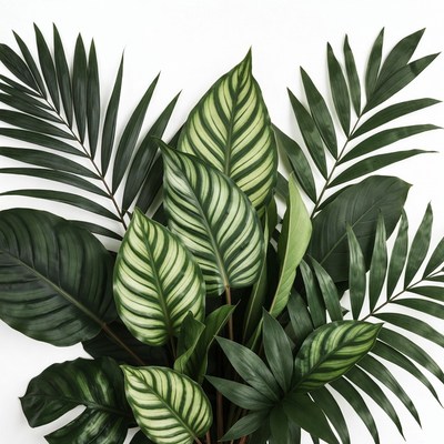 Tropical Plants on White Background