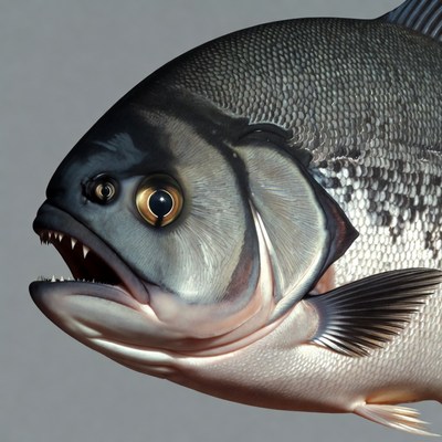 Piranha fish baring teeth