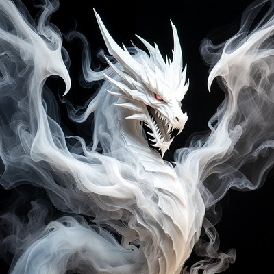 White Dragon with Red Eyes