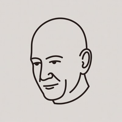 Bald man line art illustration