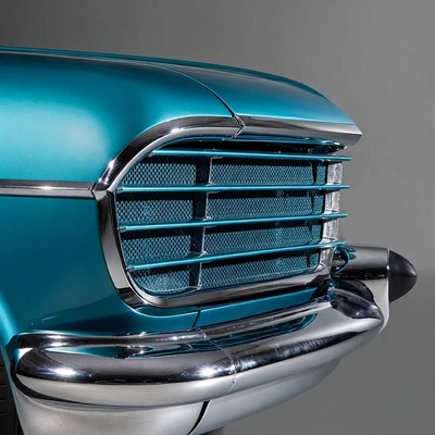 Vintage Teal Car Grille Closeup