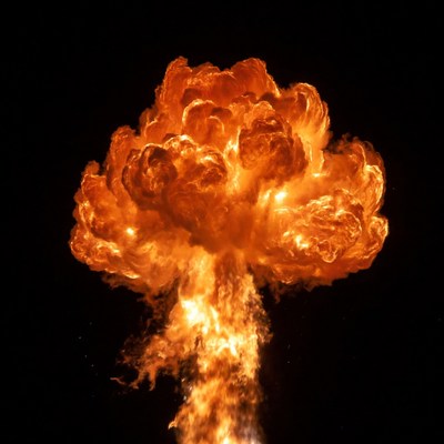 Massive orange mushroom cloud explosion