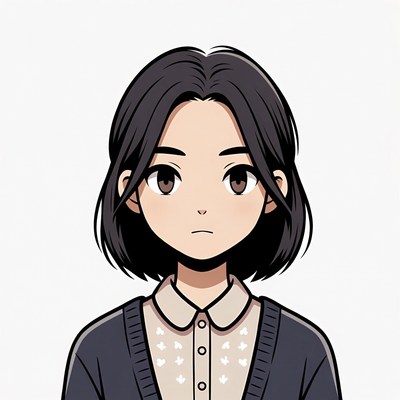 Anime girl with short black hair