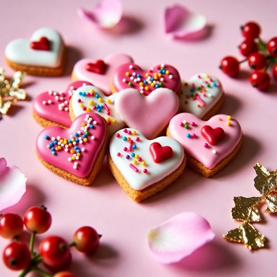 Heart-shaped Cookies with Sprinkles