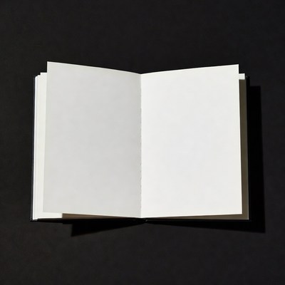 Open Blank Book on Black Background