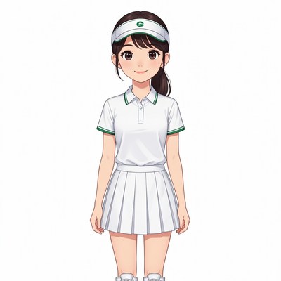 Anime girl in white tennis uniform