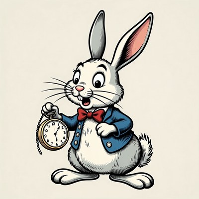 White Rabbit holding pocket watch