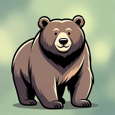 Cartoon brown bear standing
