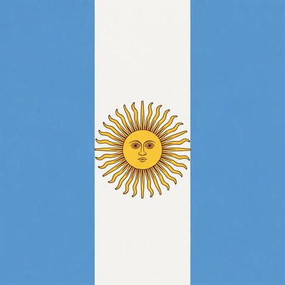 Argentine Flag with Sun of May
