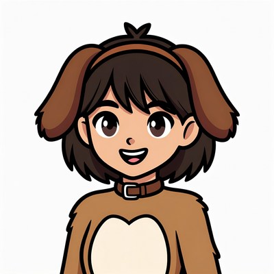 Girl in brown dog costume