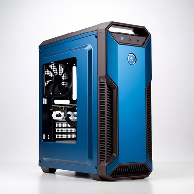 Blue gaming PC case