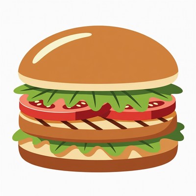 Cartoon Cheeseburger with Lettuce and Tomato