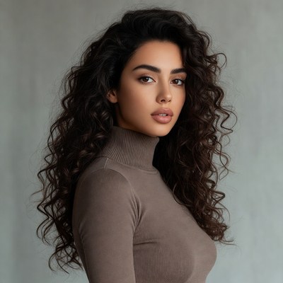 Beautiful woman with curly hair