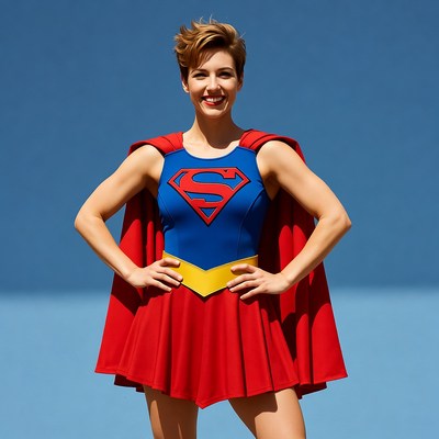 Woman in Supergirl costume