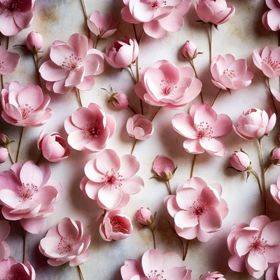 Pink Cherry Blossoms on Marble