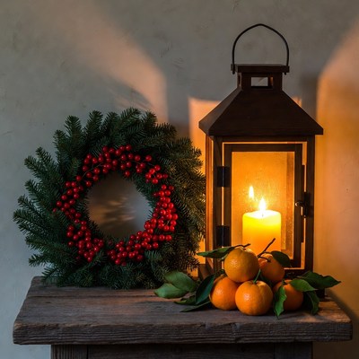Christmas Wreath Lantern Oranges