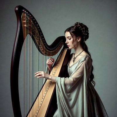 Woman playing harp