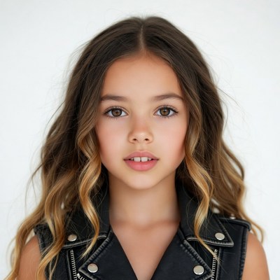 Girl in leather vest portrait