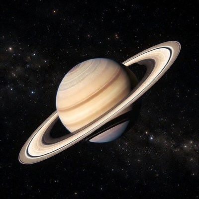 Saturn with rings in space