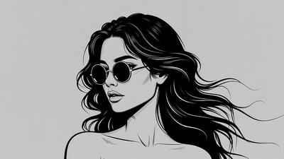 Woman with sunglasses profile illustration