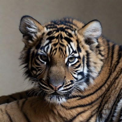 Baby tiger close-up portrait