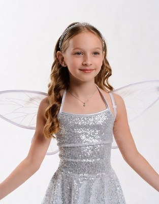 Girl in silver fairy costume
