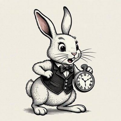 White Rabbit holding pocket watch