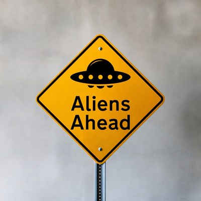 Aliens Ahead Warning Sign