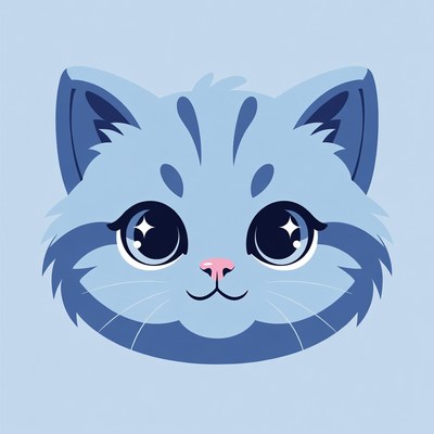 Cute Blue Kitten Illustration