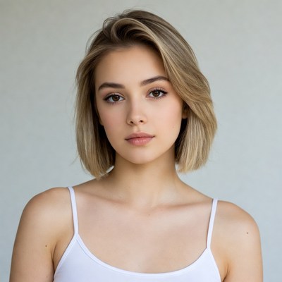 Blonde woman with bob haircut