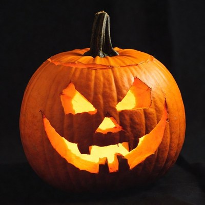 Lit Jack-o-Lantern Pumpkin