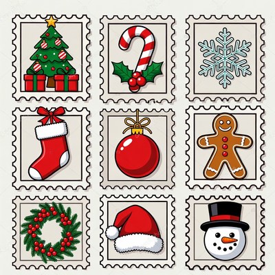 Christmas Stamps Clipart Collection
