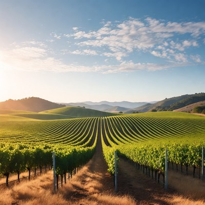Vineyard Rows in Rolling Hills