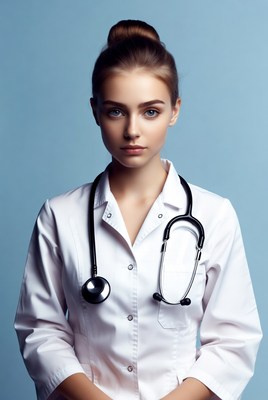 Young woman doctor with stethoscope