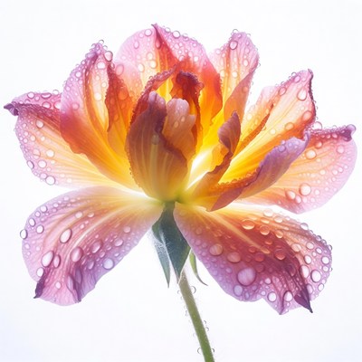 Pink Orange Rose with Dewdrops