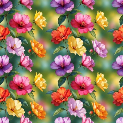 Colorful Hibiscus Flowers Pattern