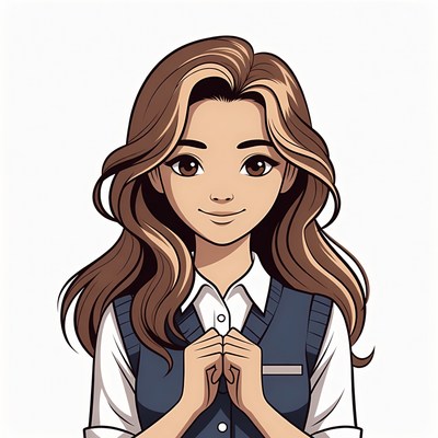 Anime girl in school uniform smiling