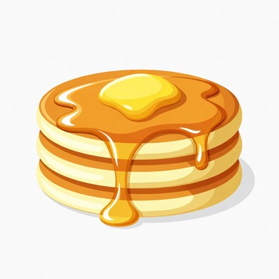 Stack of Pancakes with Syrup and Butter