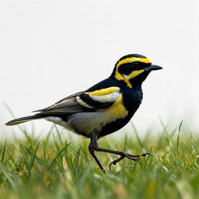 Black-and-white Warbler on grass