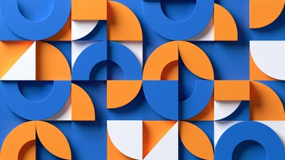 Blue Orange Geometric 3D Shapes