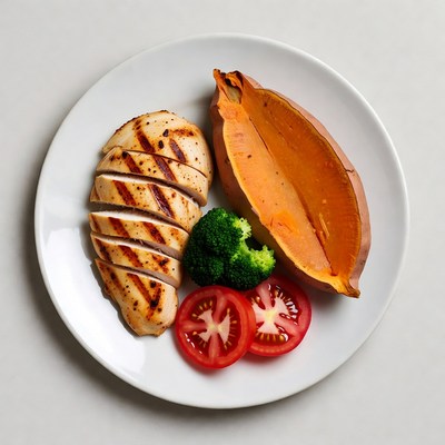 Grilled Chicken with Sweet Potato and Veggies
