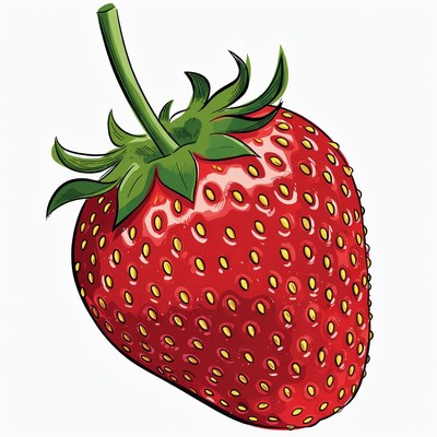 Fresh strawberry with green stem