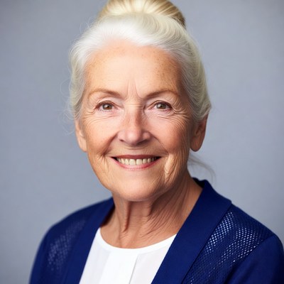 Smiling elderly woman with bun