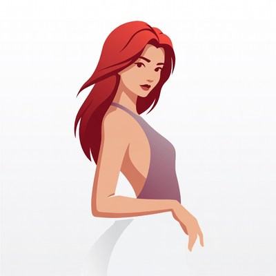 Redhead woman in slip dress
