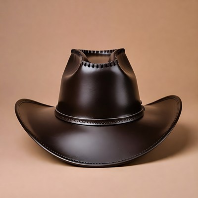 Black leather cowboy hat