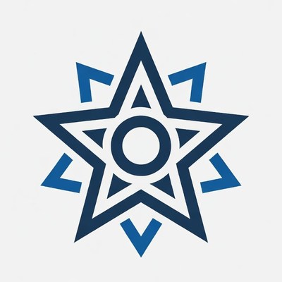 Blue Starburst Icon with Central Circle