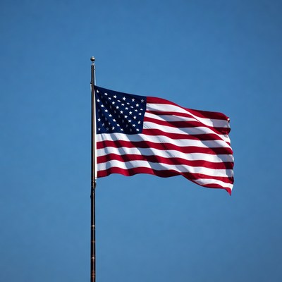 American flag waving on pole