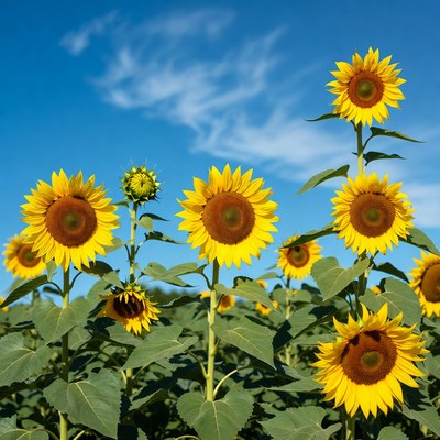 Sunflower Field Under Blue Sky