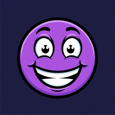 Purple Smiling Cartoon Emoji
